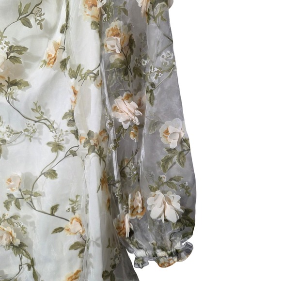 Sugar Thrillz Floral Sheer Mini Dress Large NWOT Romantic‎ Cottagecore Coquette - Picture 9 of 10